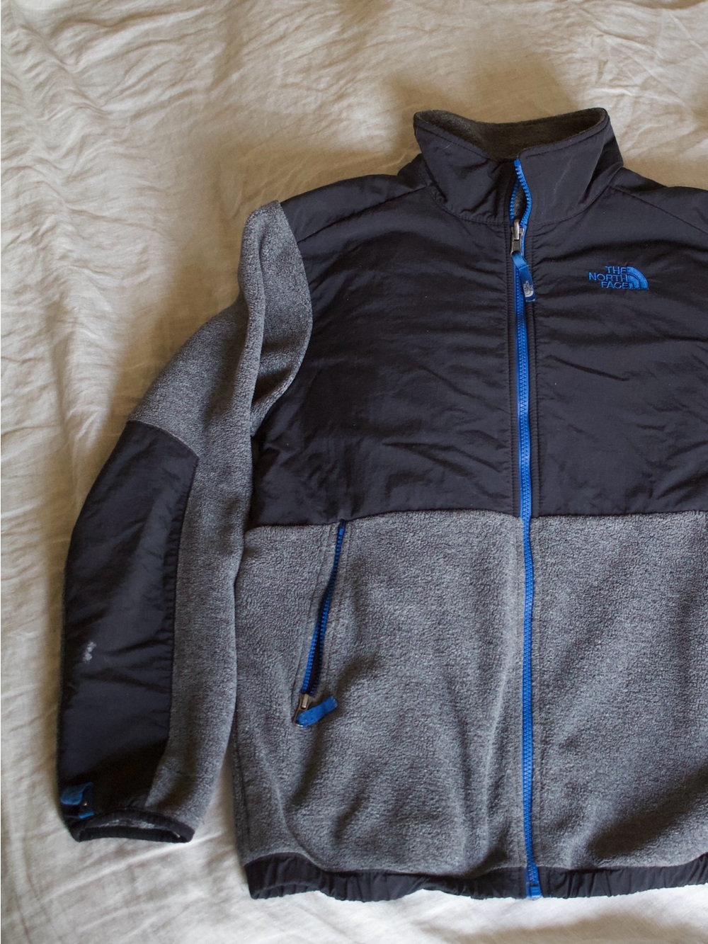 The North Face Gray & Black Jacket with Blue Trim; Boys XL